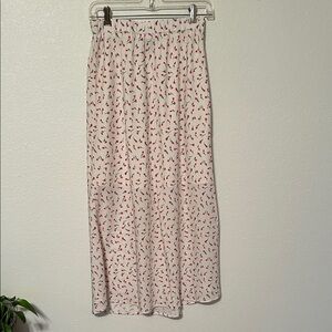 Floral Print Midi Skirt - White and Red